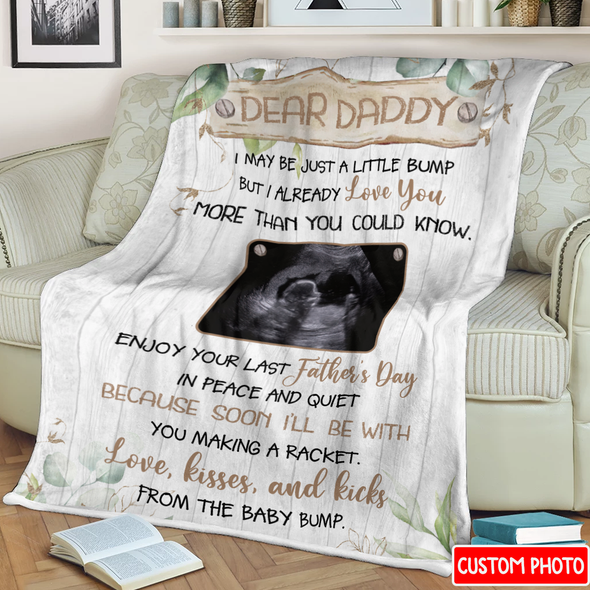 Personalized Gift For Future Daddy Love, Kisses, And Kicks From The Baby Bump Blanket - NT - NN1605223