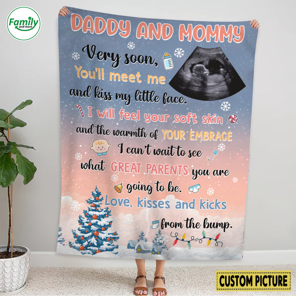 Personalized Gift For Future Daddy & Mommy Very Soon You'll Meet You Blanket - NT - HB2609222