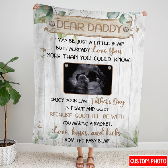 Personalized Gift For Future Daddy Love, Kisses, And Kicks From The Baby Bump Blanket - NT - NN1605223