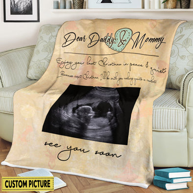 Personalized Gift For Future Daddy & Mommy Next Christmas, I'll Be With You Making Quite A Racket Blanket - NT - NN1112215