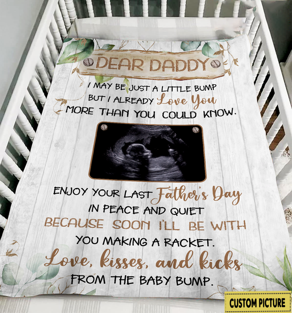 Personalized Gift For Future Daddy Love, Kisses, And Kicks From The Baby Bump Blanket - NT - NN1605223