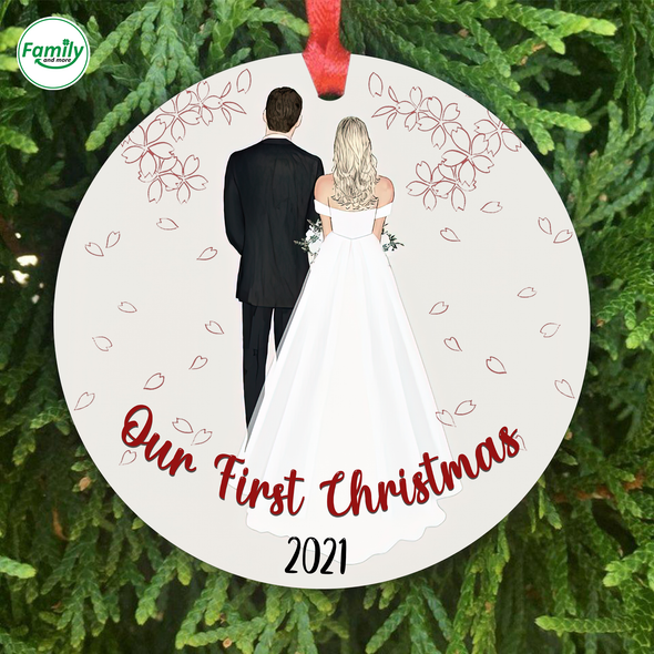 Personalized Gift For Couple Our First Christmas 2021 Ornament - Nt