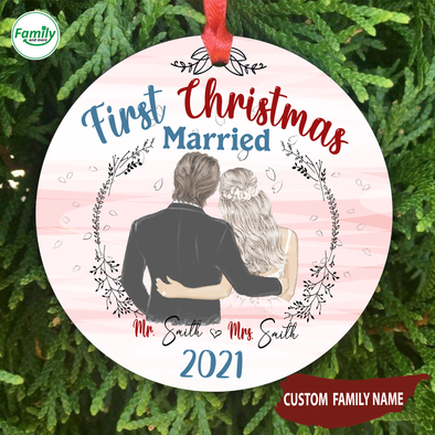 Gift For Couple First Christmas Married Ornament - Nt