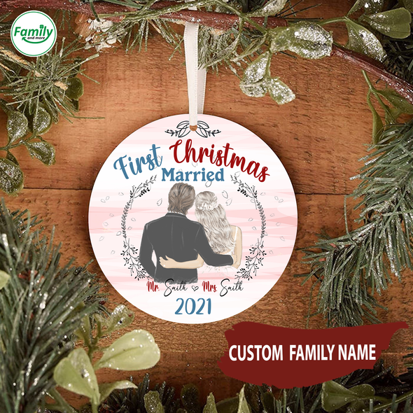 Gift For Couple First Christmas Married Ornament - Nt