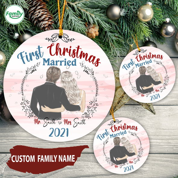 Gift For Couple First Christmas Married Ornament - Nt