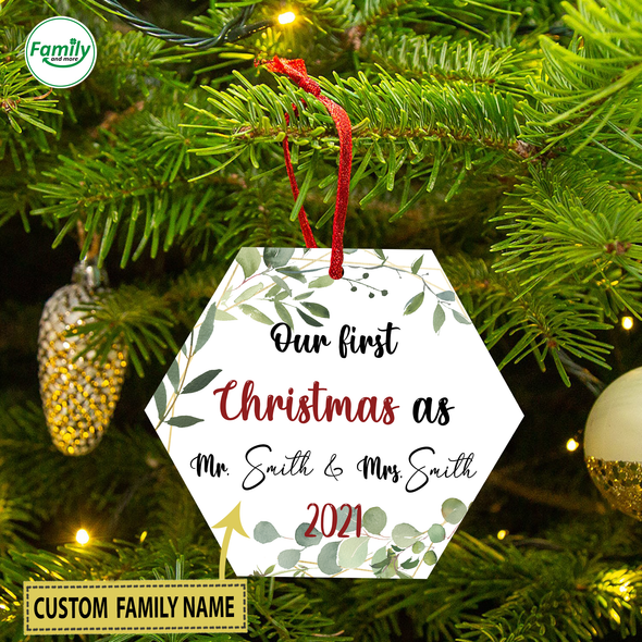 Personalized Gift For New Couple Our First Christmas Ornament - Nt