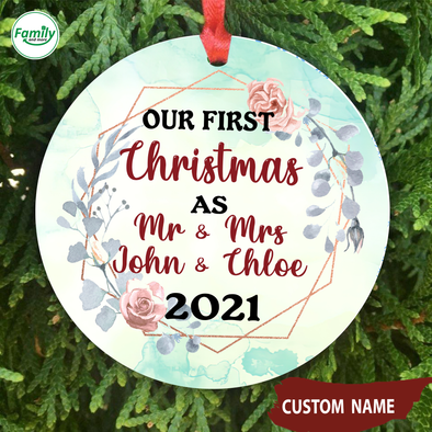Gift For Couple Our First Christmas Ceramic Ornament - Nt