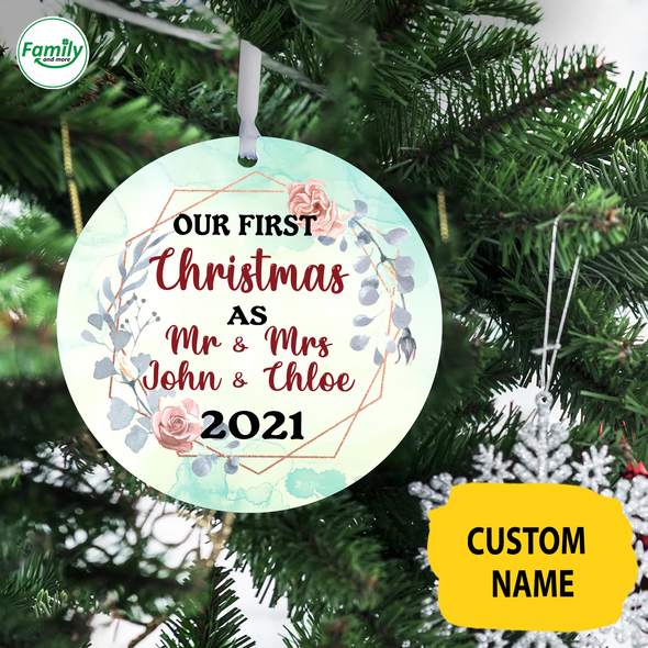Gift For Couple Our First Christmas Ceramic Ornament - Nt