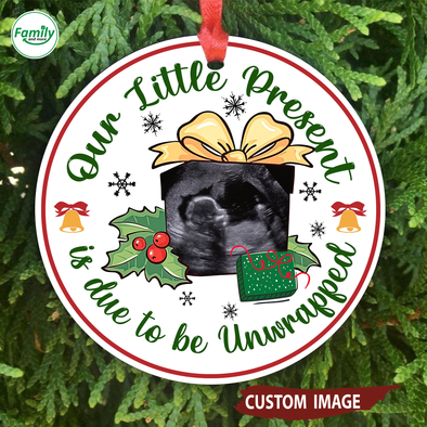 Gift For Family Our Little Present Is Due To Be Unwrapped Ceramic Ornament - Nt