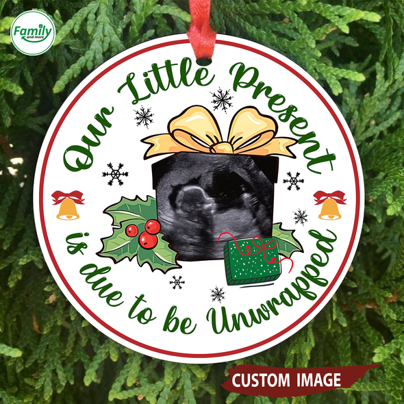 Gift For Family Our Little Present Is Due To Be Unwrapped Ceramic Ornament - Nt