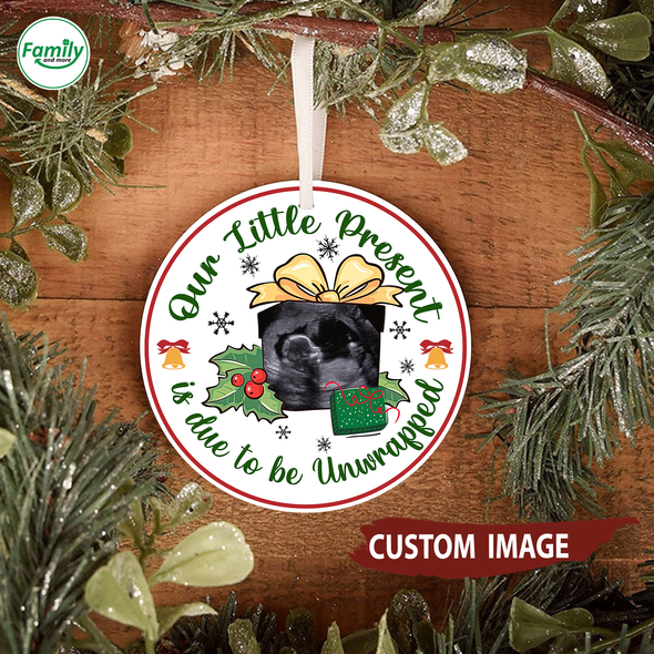 Gift For Family Our Little Present Is Due To Be Unwrapped Ceramic Ornament - Nt