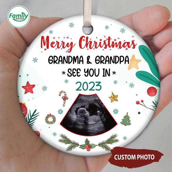 Personalized Gift For Future Grandpa And Grandma Merry Christmas See You IN 2023 Ornament-NT-HB0911223