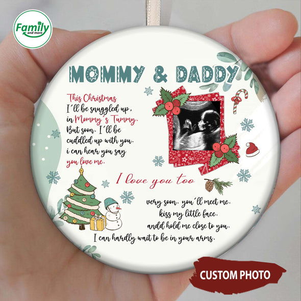 Personalized Gift For Future Mommy And Daddy This Christmas I'll be Snuggled Up In Mommy's Tummy Ornament-NT-HB0911224