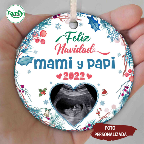 Feliz Navidad MaMi y PaPi 2022 Foto Personalizada Ornament_NT_HB1511225