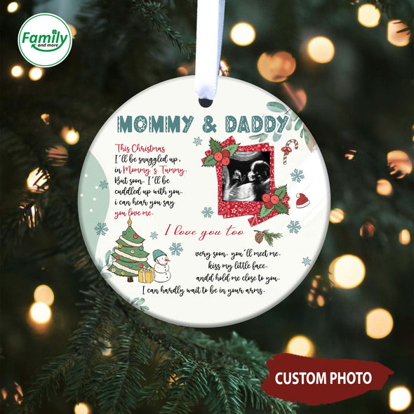 Personalized Gift For Future Mommy And Daddy This Christmas I'll be Snuggled Up In Mommy's Tummy Ornament-NT-HB0911224