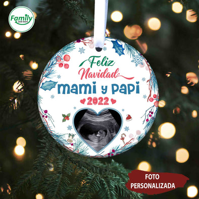 Feliz Navidad MaMi y PaPi 2022 Foto Personalizada Ornament_NT_HB1511225