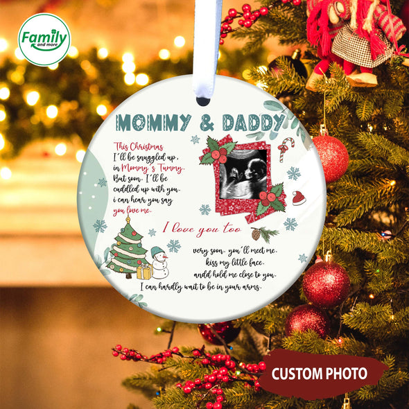 Personalized Gift For Future Mommy And Daddy This Christmas I'll be Snuggled Up In Mommy's Tummy Ornament-NT-HB0911224