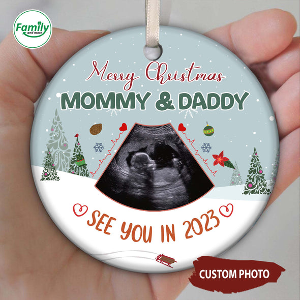 Personalized Gift For Future Daddy And Mommy Merry Christmas See You In 2023 Ornament_NT_HB1511221