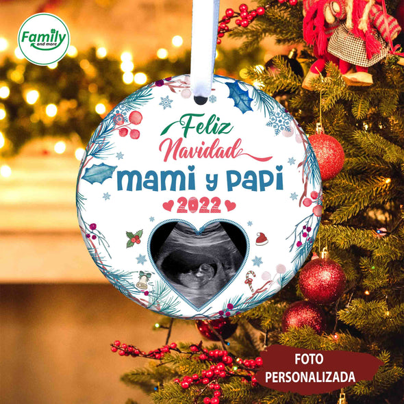 Feliz Navidad MaMi y PaPi 2022 Foto Personalizada Ornament_NT_HB1511225
