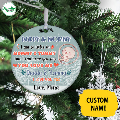 Personalized Gift Of Future Daddy & Mommy I Love You Too Christmas Ornament_NT_2309223
