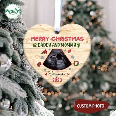 Personalized Gift For Future Mommy & Daddy See You In 2023 Heart Ornament_NT_HB1411224