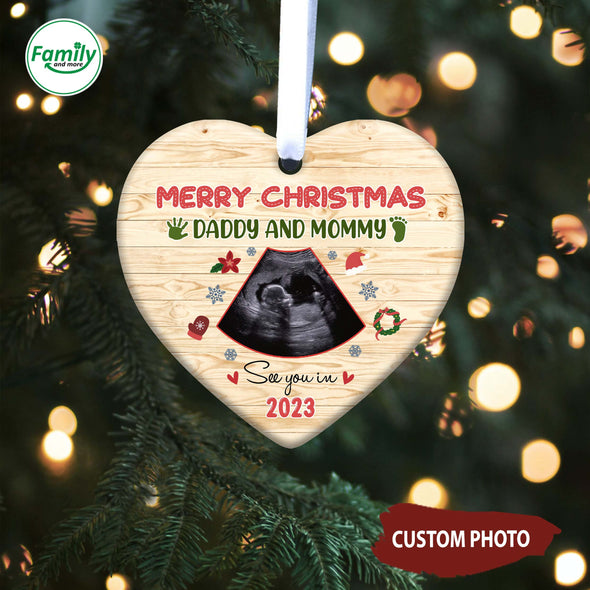 Personalized Gift For Future Mommy & Daddy See You In 2023 Heart Ornament_NT_HB1411224