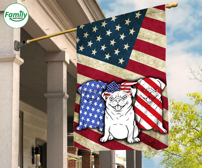 Three Pug dogs-nt Flags