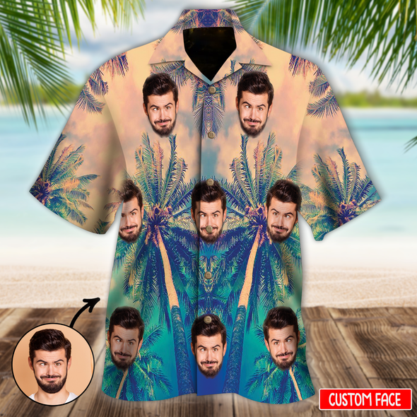 Custom Men's Face Palm Leave Hawaiian Shirt - NT - NN2503225