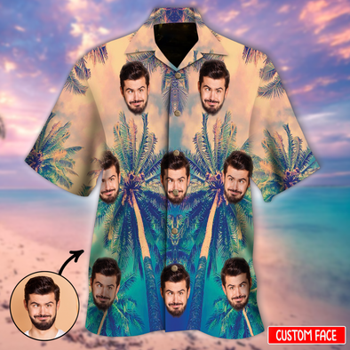 Custom Men's Face Palm Leave Hawaiian Shirt - NT - NN2503225