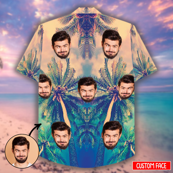 Custom Men's Face Palm Leave Hawaiian Shirt - NT - NN2503225