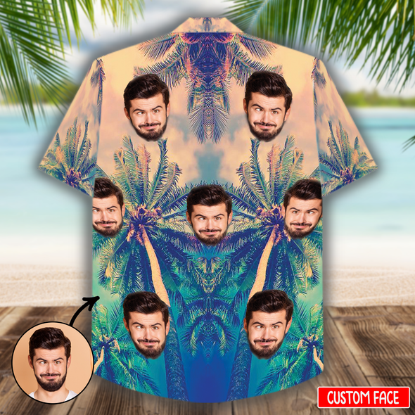 Custom Men's Face Palm Leave Hawaiian Shirt - NT - NN2503225