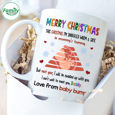 Gift For Future Daddy Merry Christmas This Christmas I'm Snuggled Warm & Safe In Mommy's Tummy  Mugs - NT -  NN2110211