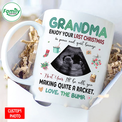 Personalized Gift For Future Grandma Next Year I'll Be With You Making Quite A Racket Mugs -  NT - NN0911212