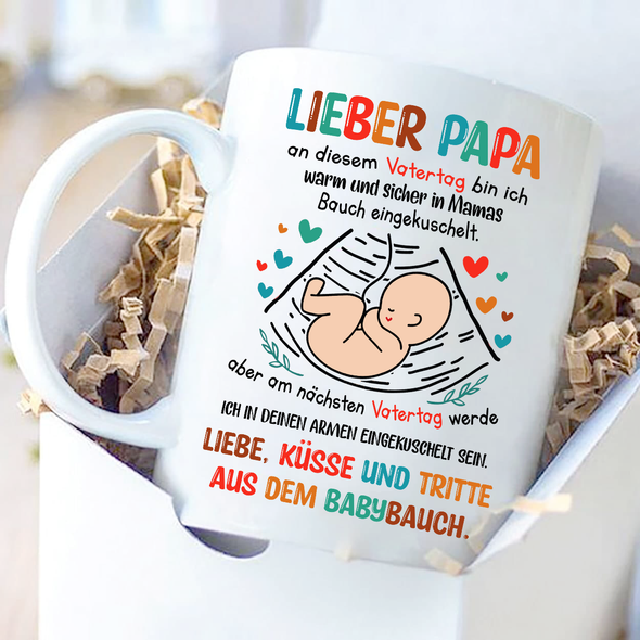 An Diesem Vatertag Bin Ich Warm Und Sicher In Mamas Bauch Eningkuschelt Mugs - NT - NN0605221