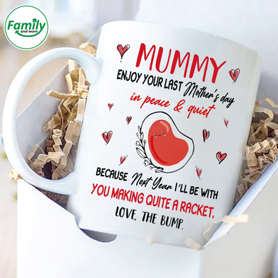 Gift For Future Mummy Next Year I'll Be With You Making A Quite Racket Mugs - NT - NN0902225