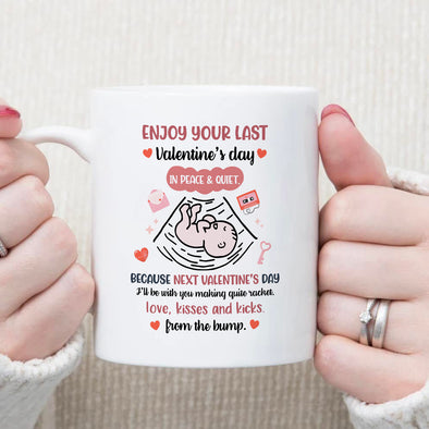 Gift For Future Daddy And Mommy Love, Kisses And Kicks Mug - NT-HB812223