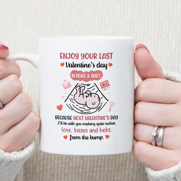 Gift For Future Daddy And Mommy Love, Kisses And Kicks Mug - NT-HB812223