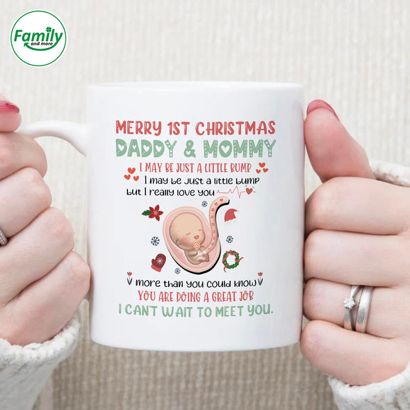 Gift For Future Daddy & Mommy Merry 1st Christmas Mug - NT - HB2710221