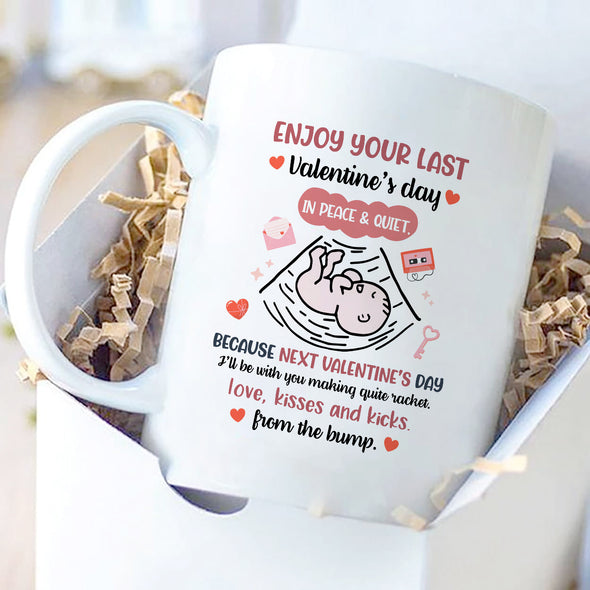 Gift For Future Daddy And Mommy Love, Kisses And Kicks Mug - NT-HB812223