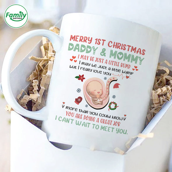 Gift For Future Daddy & Mommy Merry 1st Christmas Mug - NT - HB2710221