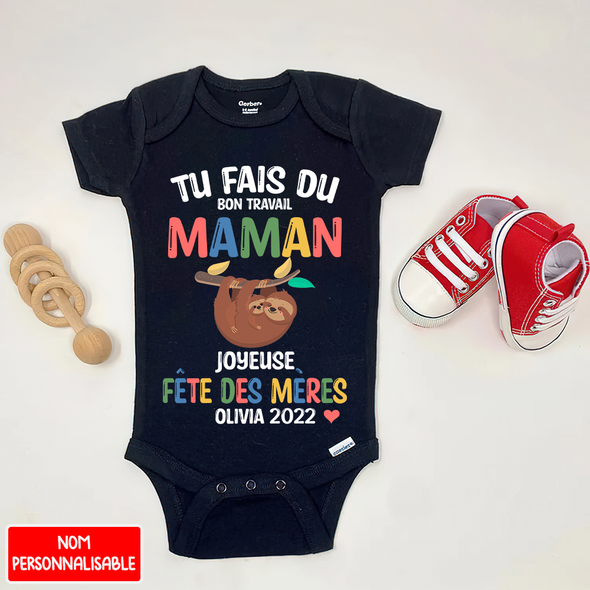 Tu Fais Du Bon Travaill Maman Baby Onesie - NT - NN1204225 (Black)