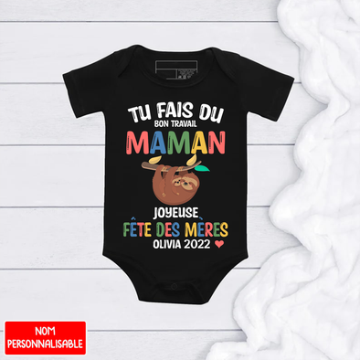 Tu Fais Du Bon Travaill Maman Baby Onesie - NT - NN1204225 (Black)