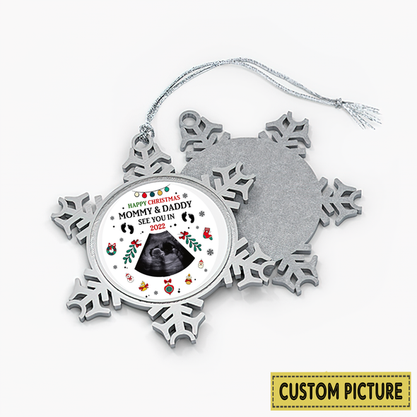 Personalized Gift For Future Mommy And Daddy Happy Christmas See You In 2022 Ornament - NT - NN0212215