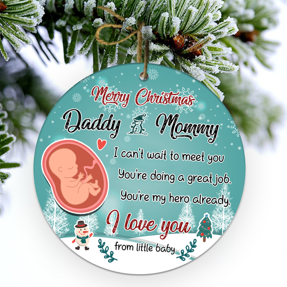 Gift For Future Daddy And Mommy Can't Wait To Meet You You're Doing A Great Job Ornament - NT - NN1911211