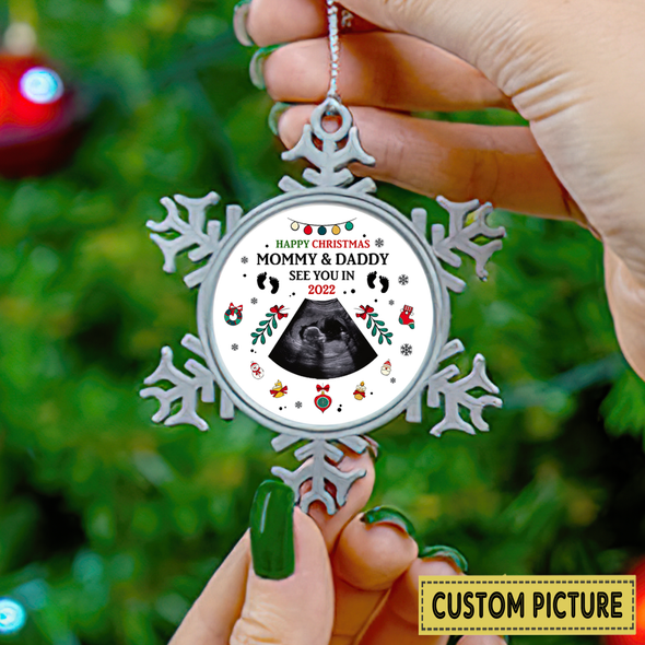Personalized Gift For Future Mommy And Daddy Happy Christmas See You In 2022 Ornament - NT - NN0212215