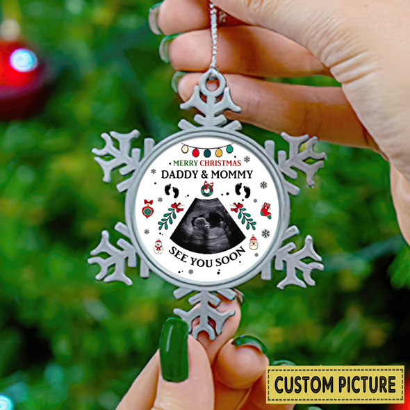 Personalized Gift For Future Daddy And Mommy See You Soon Christmas Ornament - NT-KT25102110