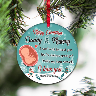 Gift For Future Daddy And Mommy Can't Wait To Meet You You're Doing A Great Job Ornament - NT - NN1911211