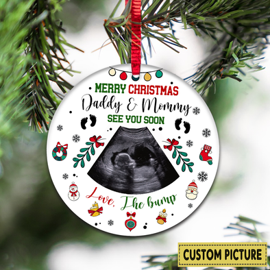 Personalized Gift For Future Daddy And Mommy Merry Christmas See You Soon Ornament - NT - NN2311216