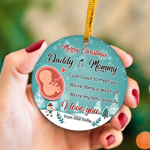Gift For Future Daddy And Mommy Can't Wait To Meet You You're Doing A Great Job Ornament - NT - NN1911211