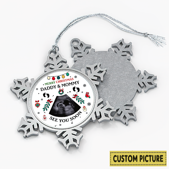 Personalized Gift For Future Daddy And Mommy See You Soon Christmas Ornament - NT-KT25102110